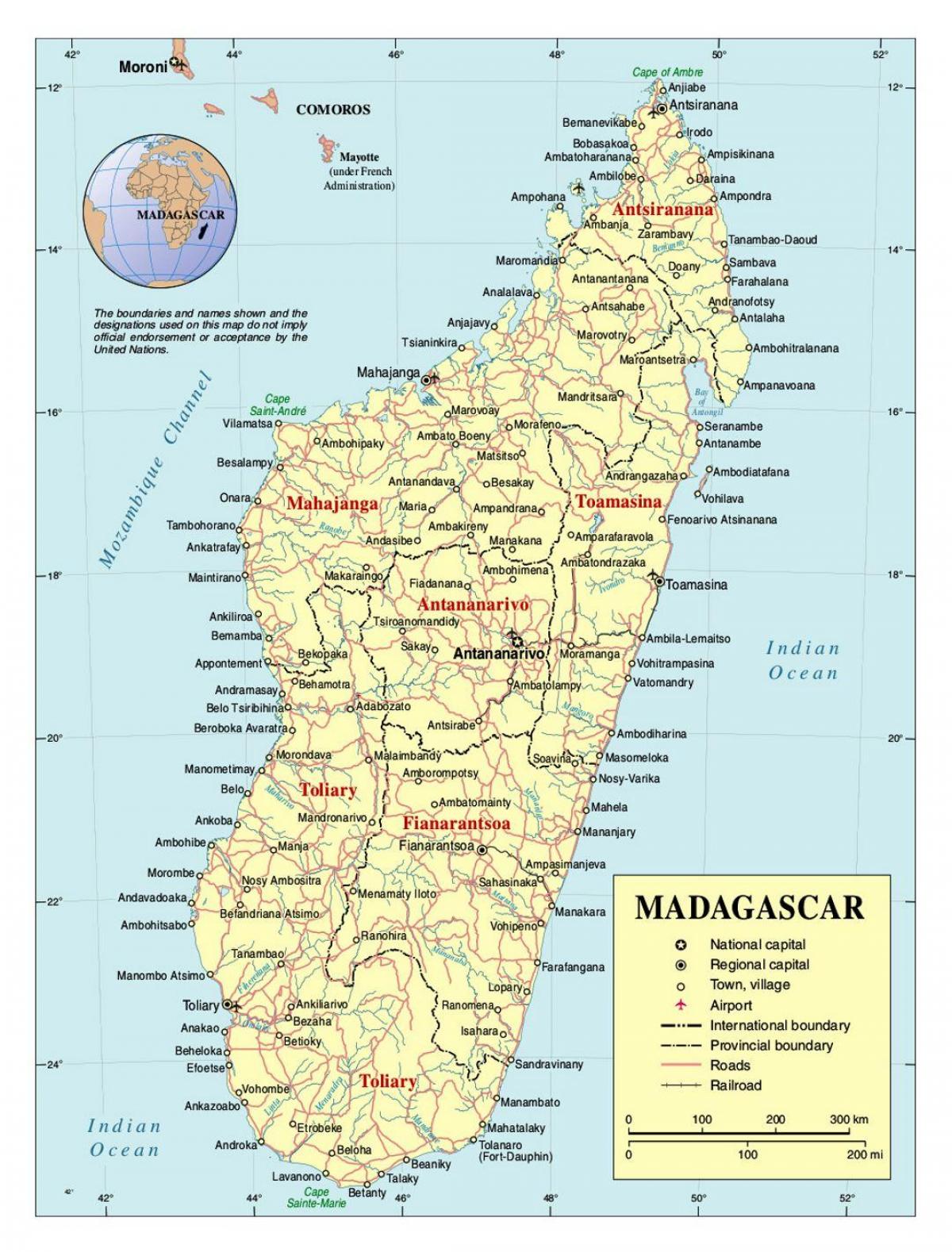 detaljerad karta över Madagaskar