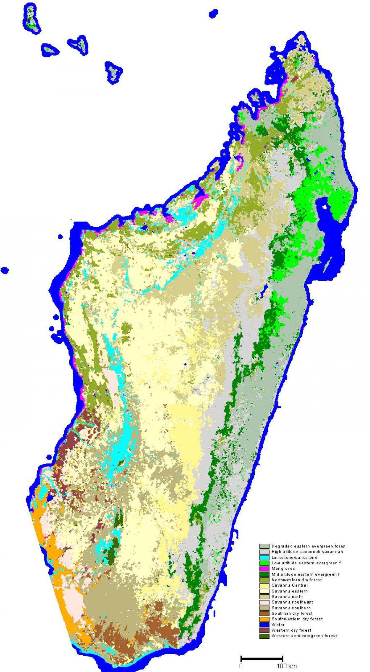 karta över Madagaskar vegetation