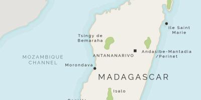 Karta över Madagaskar och de omgivande öarna