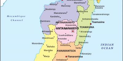 Karta över politiska karta Madagaskar
