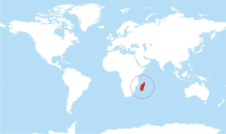 karta över Madagaskar plats på världen