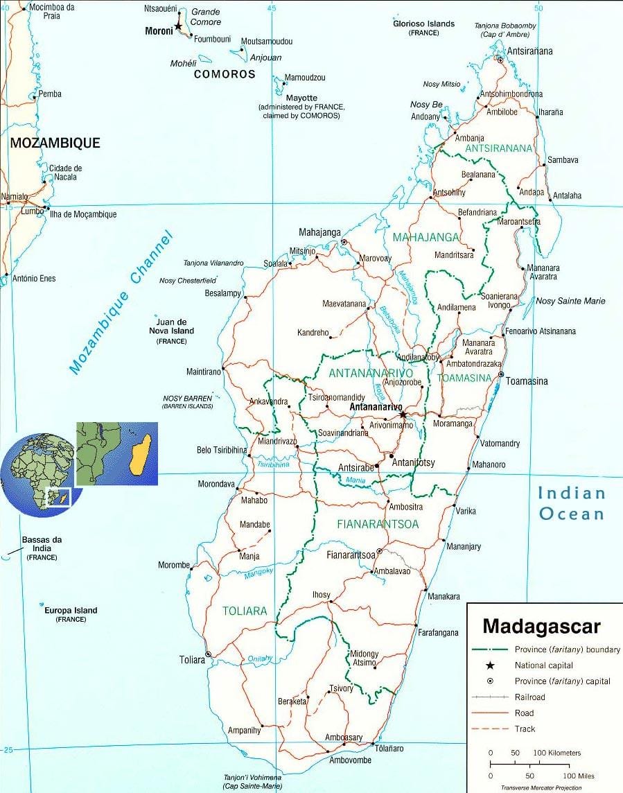 karta över Madagaskar river