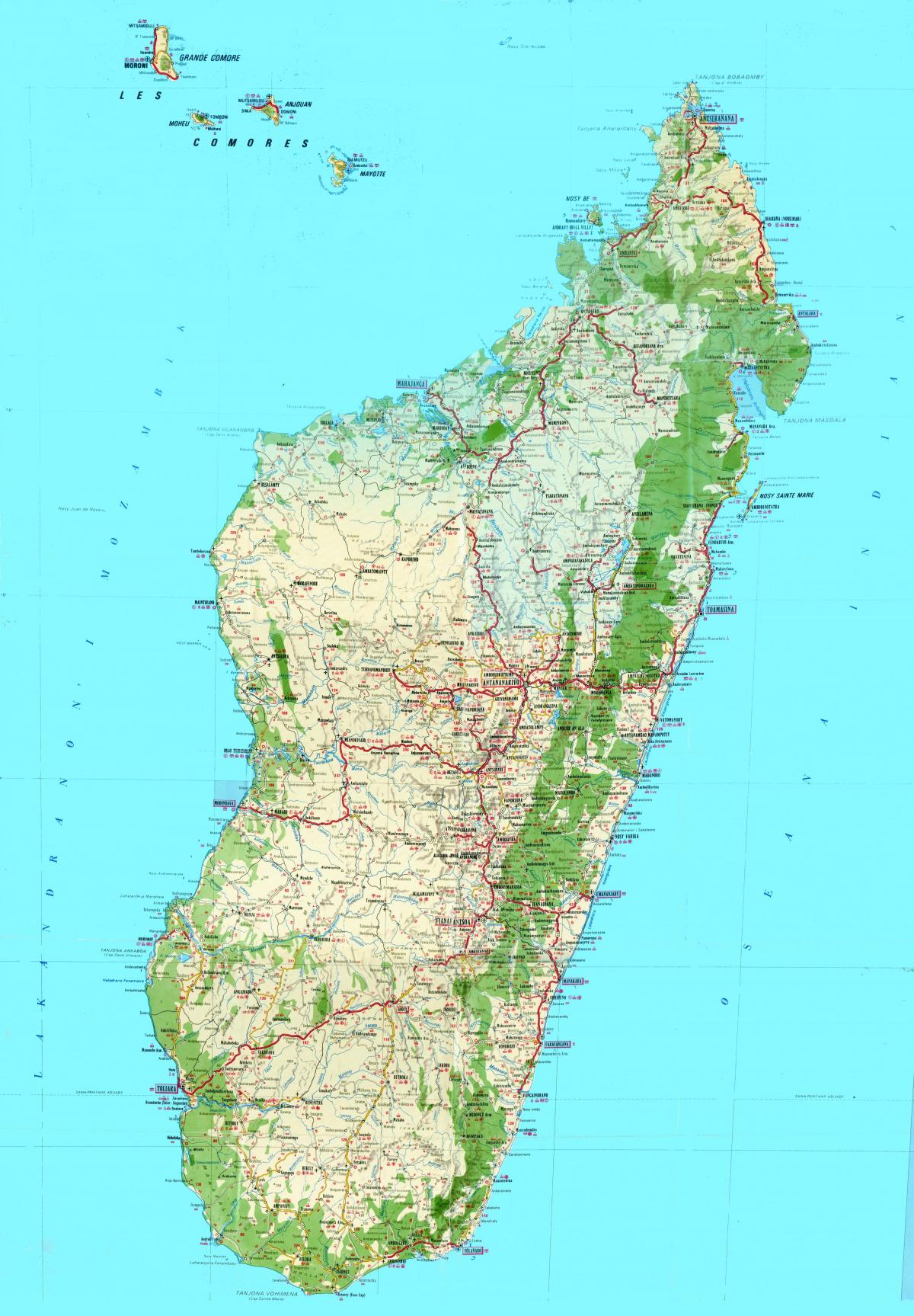 karta över Madagaskar topografiska