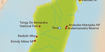 Karta över Madagaskar berg